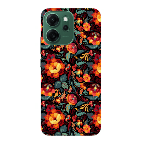 Oppo Reno 14 FS Orange flowers Transparent Silicone TPU Θήκη